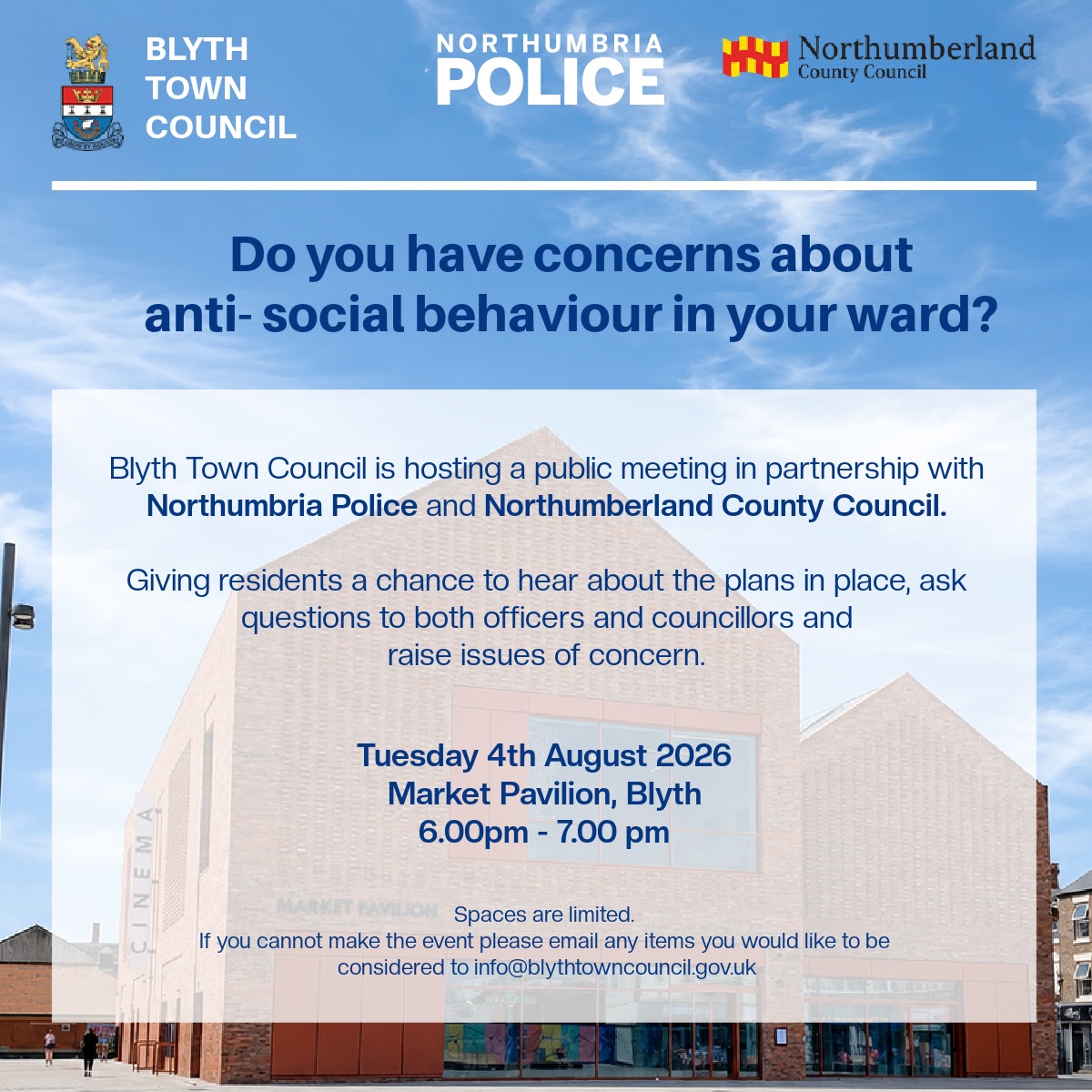 Residents Invited to Community Meeting on Anti-Social Behaviour in Blyth