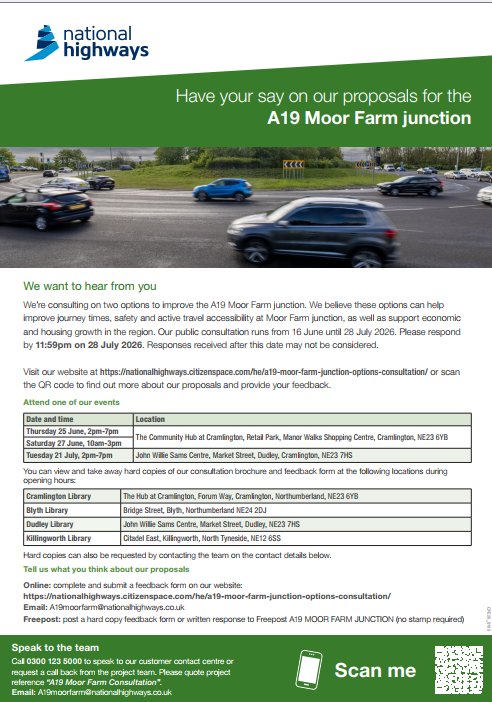 Have your say on A19 Moor Farm junction proposals